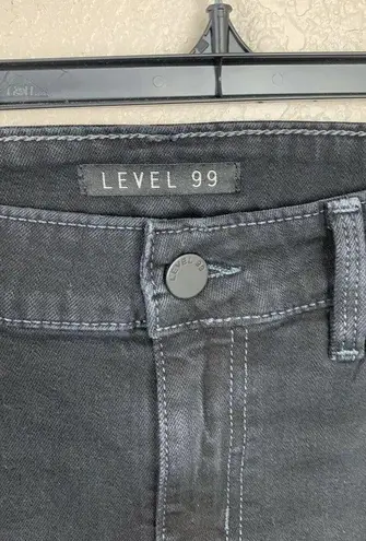 Level 99 Amber Black Distressed Ankle Jean Metallic Dip Dye Raw Hem Size 27