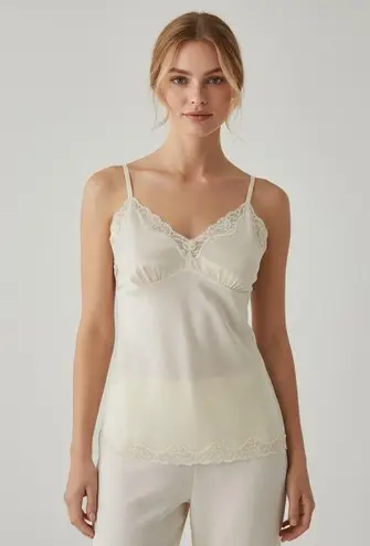 Karen Kane Vintage Y2K Ivory Velvet & Lace Beaded Cami Top Size Large