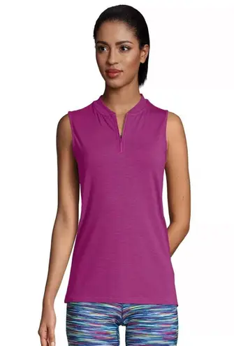 Lands End quarter zip Polo Tank Moisture wicking UPF 50 nwt Pink Size L