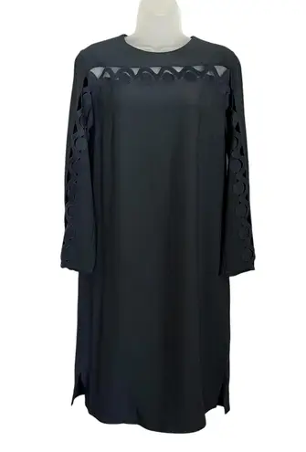 Akris Punto Navy Blue Scallop Wave Cutout Knee-Length Shift Dress