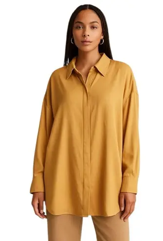 ASOS  - NWT Oversized Boho Floaty Button-Down Shirt in Golden Mustard Sz 14 - Image 1