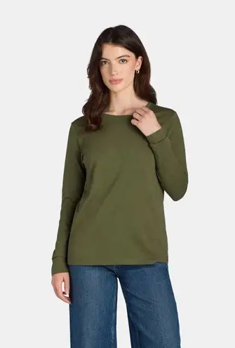 Time And Tru Women's Cotton Crewneck Tee with Long Sleeves, Single and 3 Pack