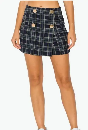 Cali 1850 NWT Womens Plaid Skort in Navy Blue and Hunter Green Size Large
