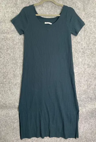 MM.LaFleur M.M.LaFleur Lydia Ribbed Knit Short Sleeve Midi Dress Teal Blue Size L Office - Image 1