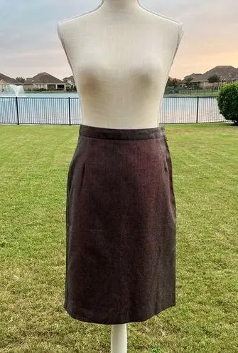 See By Chloe Metallic Dark Red Stripe Pencil Skirt