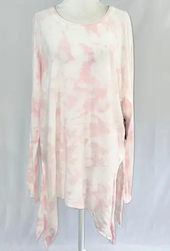 Cloth by Design New Convertible Side Slit Sweater Tie Dye Pink White