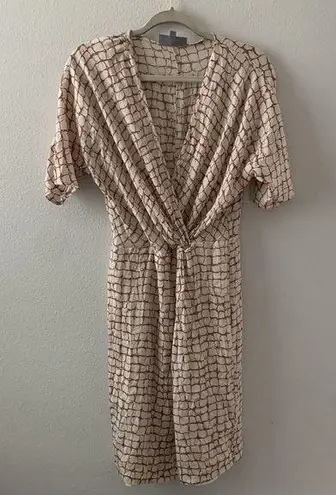 Classiques Entier  Size 8 Multicolor Printed Silk Blend Surplice Ruched Dress thumbnail 1