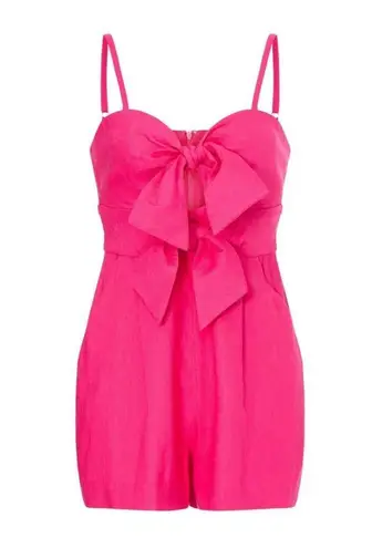 Milly Romper Womens 0 Pink Anya Sweetheart Neckline Tie Bow Cutout Linen *see ds