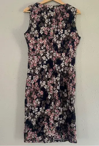 APRICOT Navy and Pink Floral Mini Dress Formal Floral Stretch XL Cinched Side Black