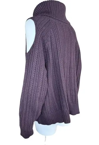 Studio Park Shawn Killinger Cold Shoulder Cable Knit Sweater Huckleberry Large Purple