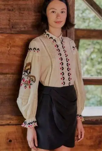 Farm Rio NWT Black Taffeta Mini Skirt Black