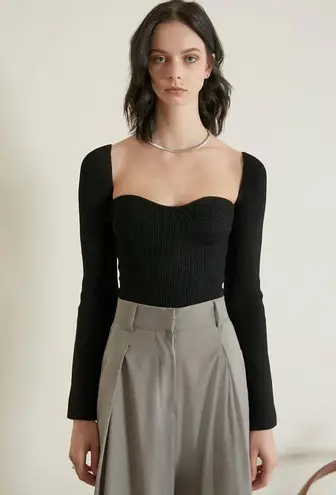 PIXIE MARKET CHIARA KNIT BUSTIER TOP IN BLACK SIZE MEDIUM