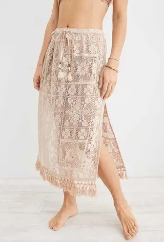 Aerie  Patchwork Floral Lace Swim Cover Up Skirt XS Women’s Cream 1262