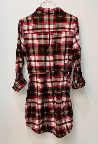 Love Tree  Womens Flannel Plaid Dress Medium with belt