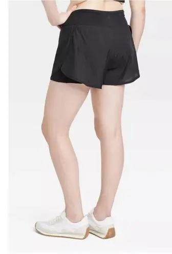 All In Motion Women's Woven High Rise 2 in 1 Run Shorts 3" Black Size XLarge