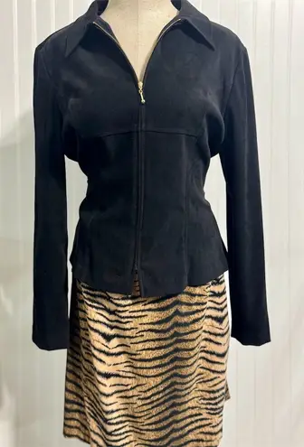 Scarlett VTG Skirt Suit Set Size 12 Black Animal Print Mob Wife Office Siren Y2K