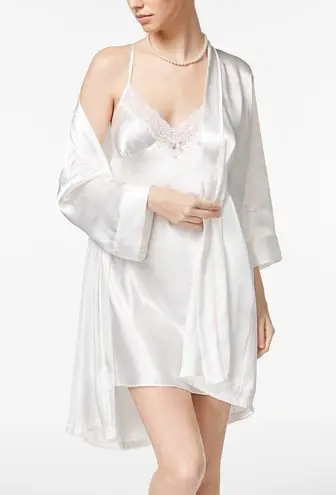 Linea Donatella 'Mrs' Embroidered Robe/Slip 2 Piece Set in Ivory Size XL NWTs - Image 1