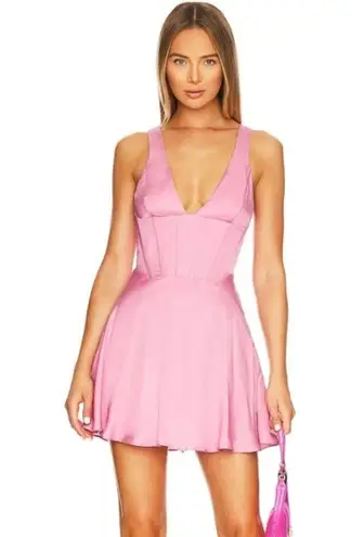 Bardot x Revolve Anika Corset Satin Mini Dress in Petal Pink Womens L