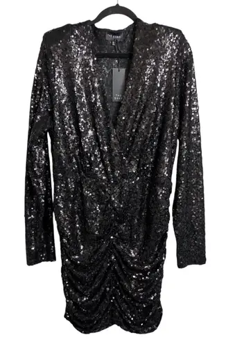 The Sang NWT Black Sequin Ruched Mini Dress 2X (Plus Size)