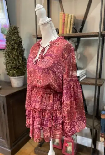 MISA Los Angeles Teya Mini Dress Septima Tapestry Chiffon Womens XS