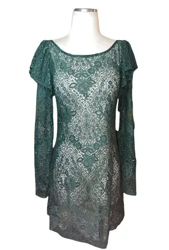 Tularosa  Dress Leeann Lace Long Sleeve in Forest Green XSmall