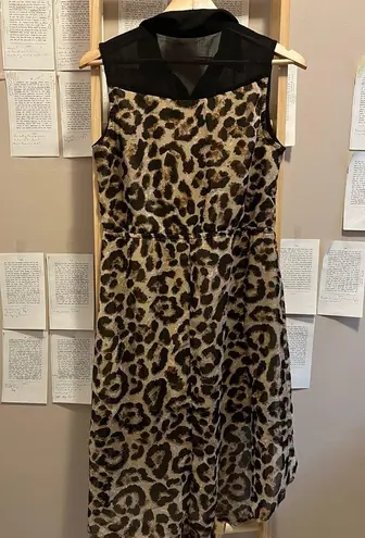 Buttons Leopard Print High Low Sleeveless Dress with