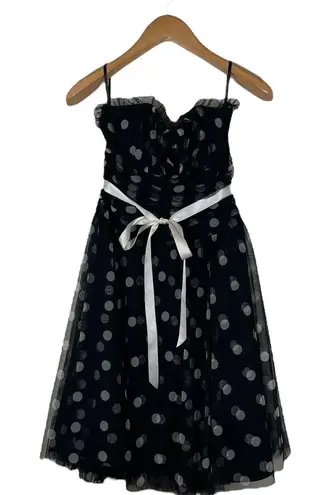 Scott McClintock Vintage  Women’s Size 6 Black White Polka Dot Tulle Short Dress