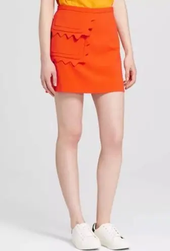 Victoria Beckham NWT Tarjeta Orange Scallop Pocket Stretch Knit Mini Skirt L