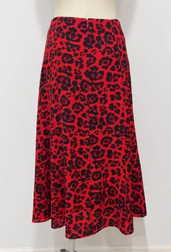 Abound  Women's Red Black Animal Print Flare Midi Skirt Size S