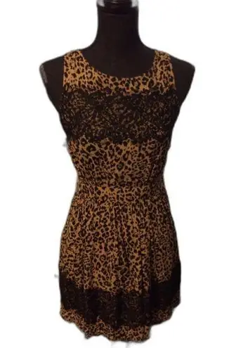 Ultra Pink Cheetah Print Animal sleeveless dress lace Medium M CUTE
