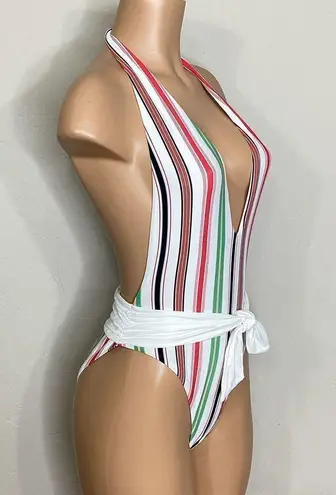 Gianni Bini New. Stripe belted halter one piece. S/M