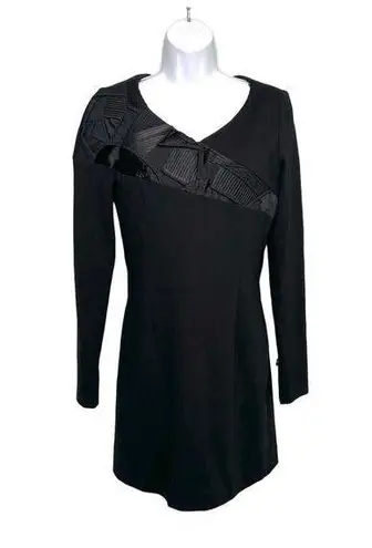 Hugo Boss Kagami Ling Sleeve Shift Black Dress Origami Folded Pleated Collar 6