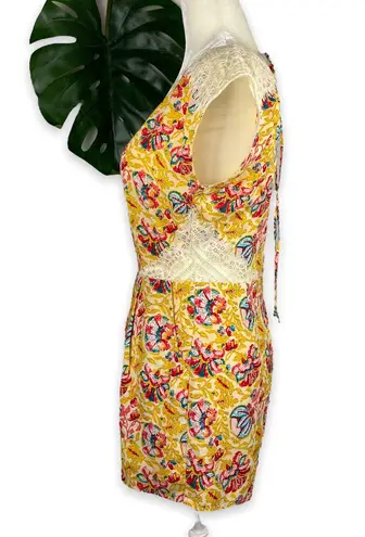 Ark & Co. Floral Print Lace Trim Tie Back Romper