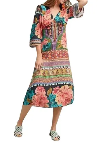 Farm Rio “Rio de Janeiro Rosario” Boho Floral Midi Dress Size Small