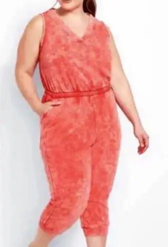 Lane Bryant NWT Lane‎ Bryant Livi Red Tie Dye Jumpsuit Sleeveless Cropped Jogger Size 18/20 thumbnail 1