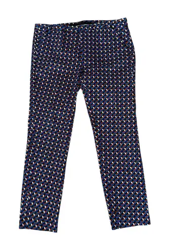 Zara Basic Women's Blue Geometric Print Pants Trousers US 10 EU 42