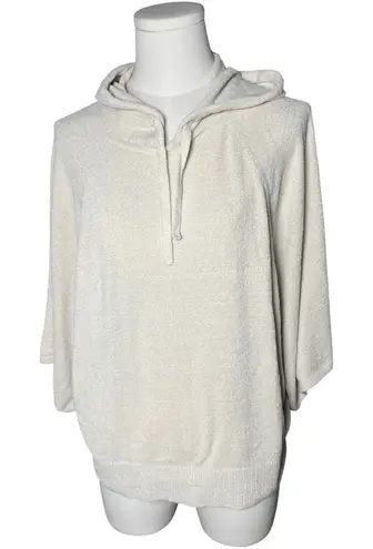 Barefoot Dreams CozyChic Ultra Lite Hoodie XS Beige Knit Pullover Sweater