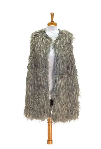 matty m Women’s Vest Faux Fur Sleeveless Open Vest Tan Size XS