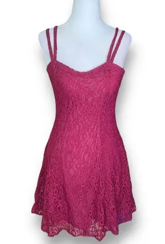 Vintage All That Jazz Slip Dress Burgundy Floral Lace Cocktail Sleeveless Mini Red Size XS