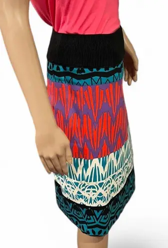 Plenty By Tracy Reese Multicolor Geometric Print Skirt Size 2 Stretch Waistband