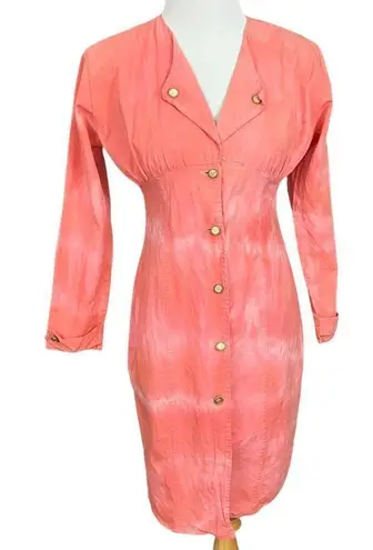 Vintage 70’s does 40’s DIY Peach TieDye Wiggle Dress S Pink