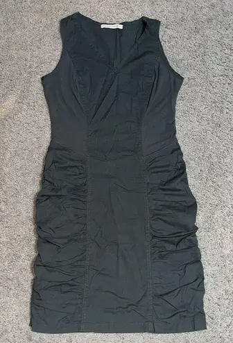 XCVI Wearables Raymond Sleeveless Ruched Poplin + Jersey Dress Green Small