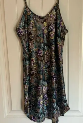 Floral Satin Chemise Purple Size M