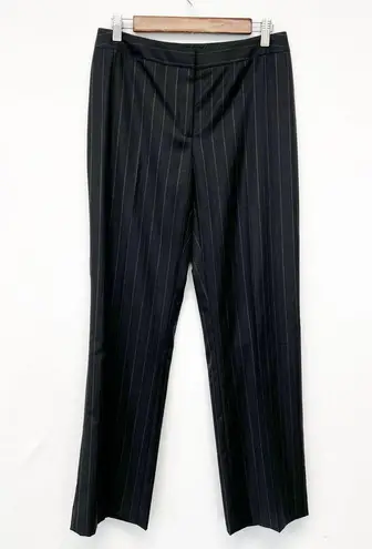 Lafayette 148  Petite 6P Dark Academia Wool Trousers Gray Pinstripe Mid Rise