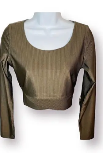 90 Degree By Reflex Rib Twist Cropped Top Long Sleeve Night Sage Green M Green Size M