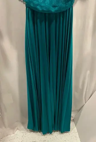 Vintage 70’s aquamarine lace top pleated maxi boho magical mermaid dress Blue