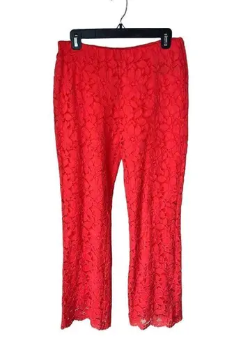 Free People  Red Wild Laces Pull-On Crop Flare Pants