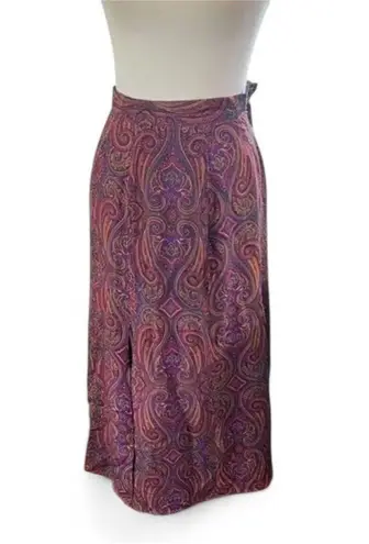 Burgundy‎ Skirt 90s Y2K DARK Academia Midi Skirt Dark Paisley Library Poet Purple