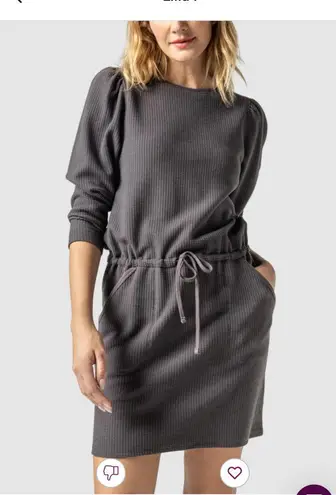 LILLA P Gray Long Sleeve Waffle knit Dress NEW Size SMALL