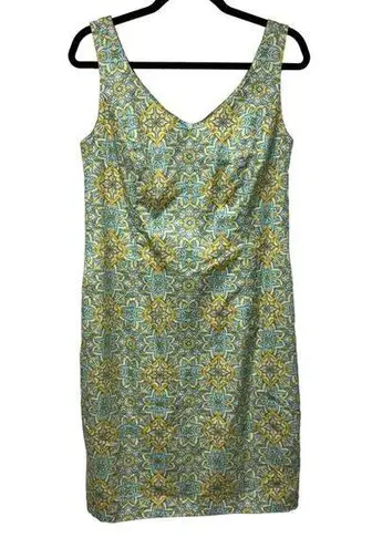 Vintage Blue Escada ML Womens  Yellow Cotton Sheath Dress Size 42 US 10/12